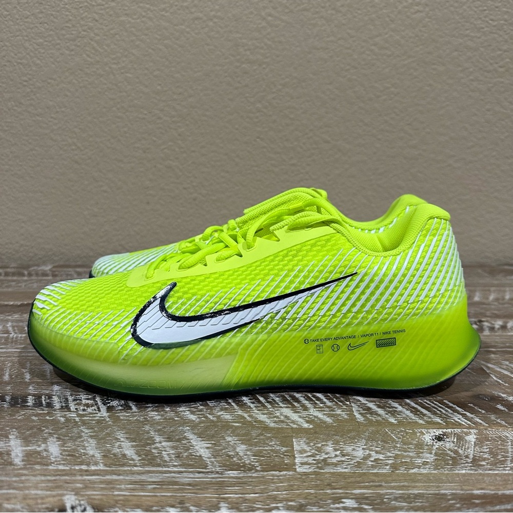 Nike Court Air Zoom Vapor 11 HC “Volt” Men’s Size 12 White Tennis Shoes